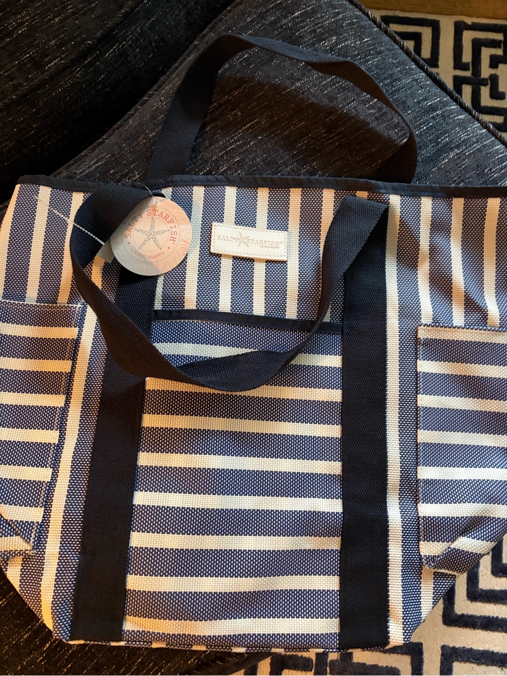 Tote bag Navy and White Striped